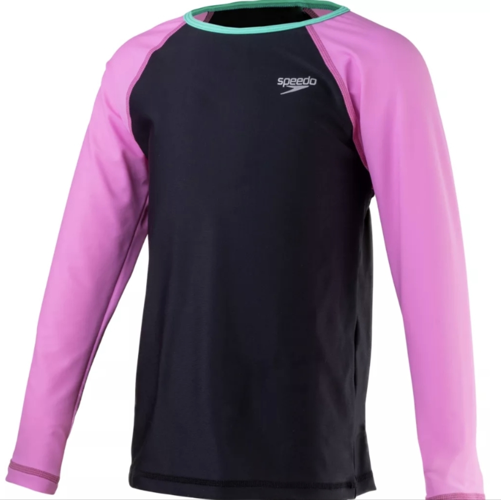 Speedo Girls' Color Block Sun Swim Rash Guard